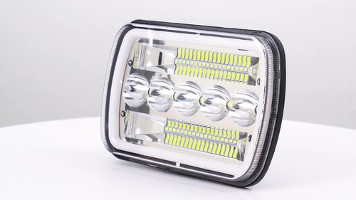 CSP 7x6" 5x7 inch LED Headlights Chrome DRL Angel Eyes For Nissan Pickup Truck - Video 1 of 1