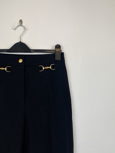Pantalón Moschino Boutique Negro Cónico Talla UK 10 Cintura Alta Detalle Hebilla - Imagen 2 de 10