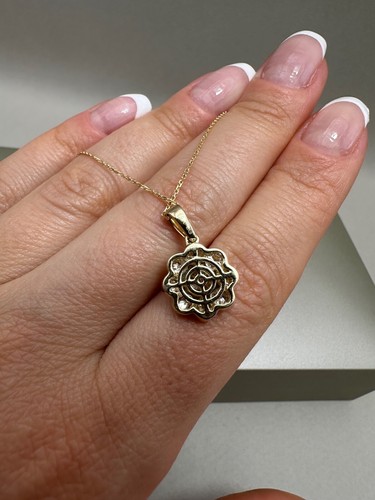 9ct Yellow Gold 1.03ct Lab-Grown Diamonds Flower Pendant&Chain LGSL10 - Picture 18 of 19