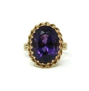 Large-14K-Gold-Amethyst-Ring-Size-10-5-8-Grams-Estate-Jewelry