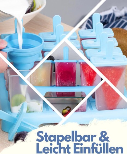 Eisformen Set 12 Wiederverwendbare Eis am Stiel Formen für Eiscreme DIY Desserts - Bild 2 von 16