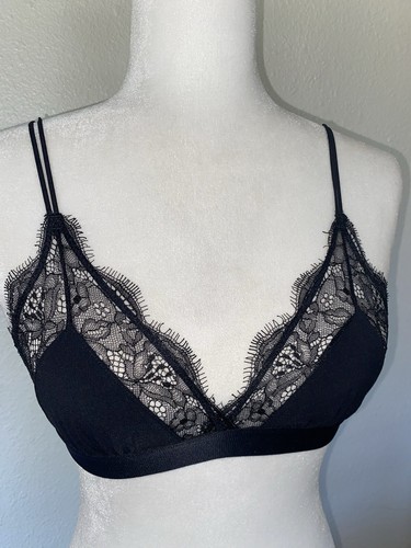 Sujetador Bralette Love Stories Negro Encaje Flecos Nuevo 32A B - Imagen 4 de 9