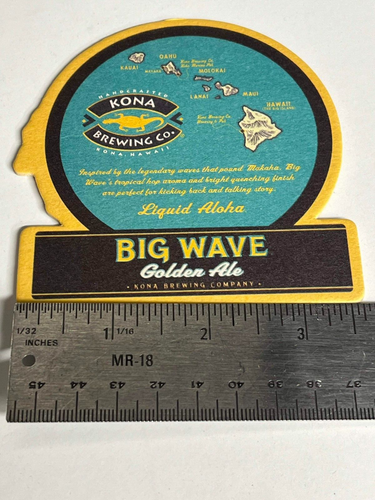 Kona Brewing Beer (2) Coasters BIG WAVE GLODEN ALE Kona, HI Longboard 3.5X4" - Picture 4 of 5