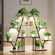 2 Pack Plant Stand with Grow Light 5 Tier 40 Inch Indoor Corner Shelf Set
