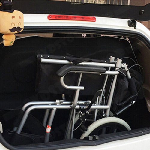 16" Foldable Wheelchair Park Brakes Lightweight Soft Mobility Aid Fold Disabled - Picture 9 of 19