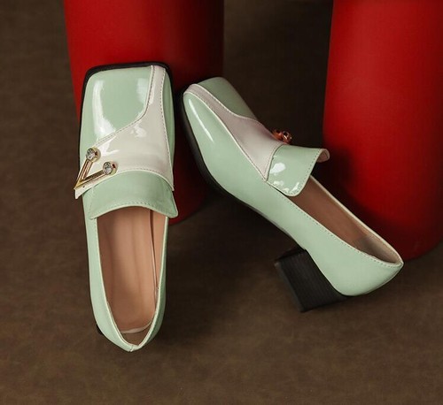 Damenschuhe quadratische Zehenpartie klobiger Absatz Slipper Mary Jane elegante Schuhe - Bild 8 von 14