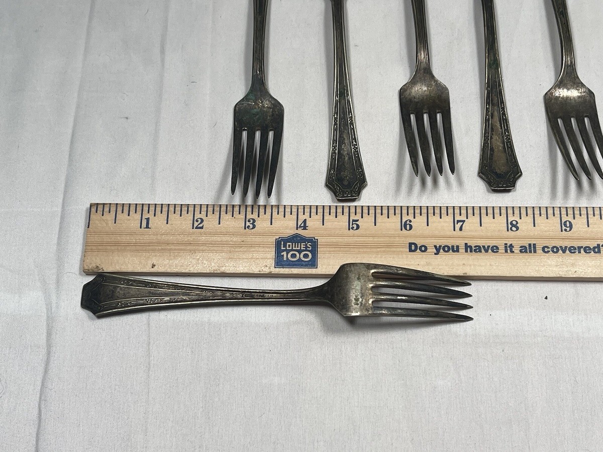 sawaco 1900～1910年頃フランスアンティーク フォールディング CWO Fairfield Forks Silver Plate Tarnished Silverware 6pcs RARE