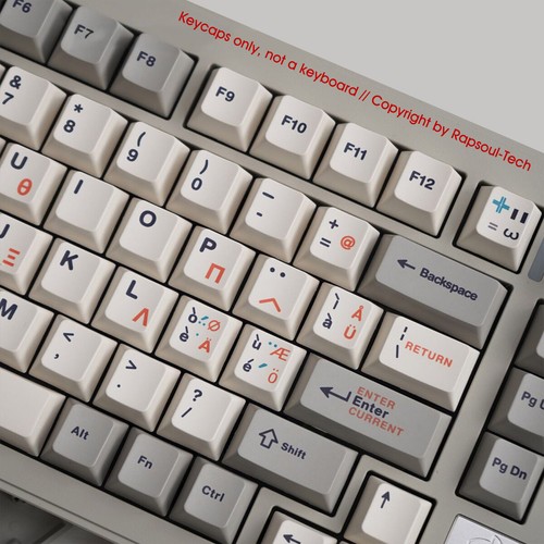 Retro White Gray PBT 136 Keycaps Set Greek Antiquity for MX Mechanical Keyboards - Picture 3 of 5