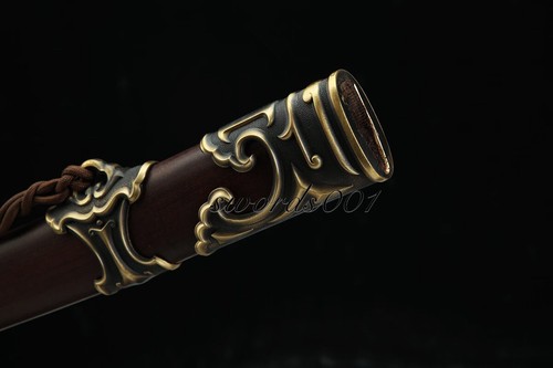 62 in Miao Dao Broadsword Chinese Saber Folded Steel Clay Tempered Brass Fitting - Picture 10 of 17