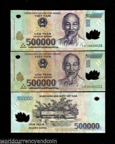 1,5 Millionen vietnamesischer Dong (500000 x 3 Stück) Vietnam 500.000 Geld Sehr guter Zustand Note - Bild 7 von 7