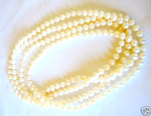 Collar de hebra de perlas cultivadas en agua dulce genuina 48 pulgadas - Imagen 1 de 3