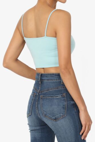 Canotta TheMogan senza cuciture spaghetti strap crop elasticizzata cami bandeau bralette - Foto 31 di 115