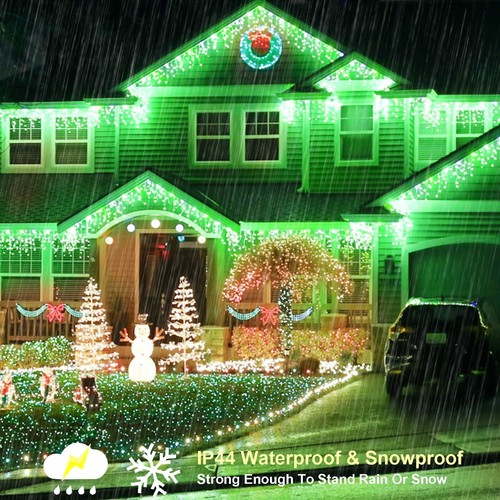 66 Fuß 640 LED Weihnachtsbeleuchtung Dekoration Außen 8 Modi mit 120 Tropfen - Bild 5 von 7