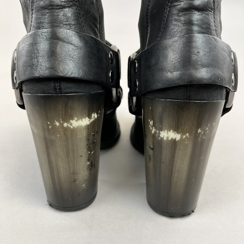 AllSaints Aiden Jules Black Harness Chelsea Pull On Cowboy Bootie Boots EU36 UK3 - Picture 9 of 17