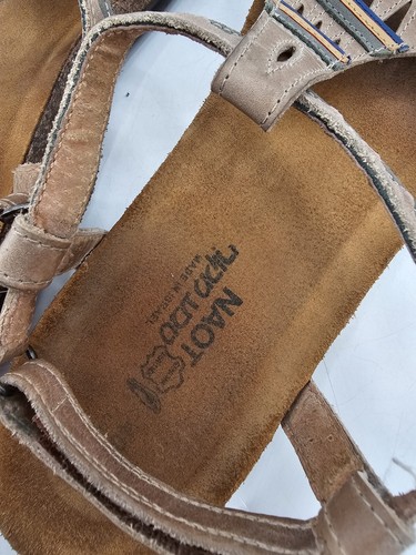 Naot Odelia Khaki Beige Combo Leather Ankle Strap Sandals Women's Sz EU 40 US 9 - Picture 6 of 9
