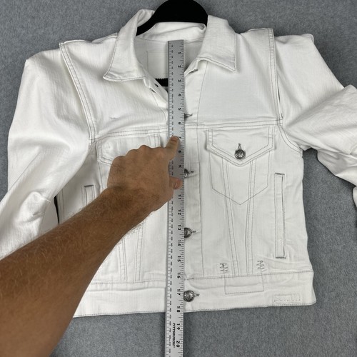 R13 Jacket Womens S Brooke White Kelsey Shirring Denim Crop Italy Rare READ - Picture 5 of 14