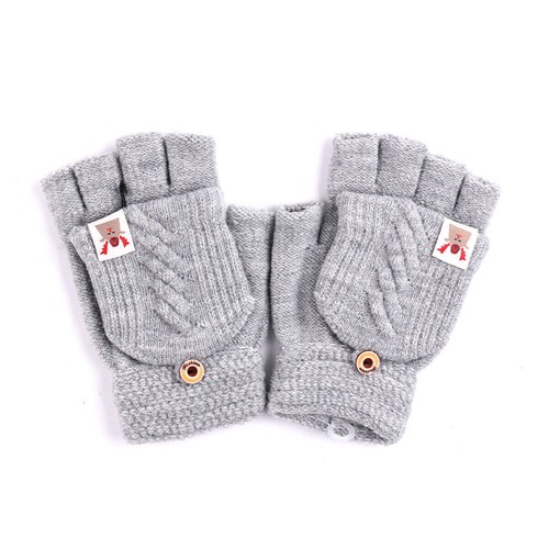 Thermal Winter Flip Top Fingerless Mittens Knitted Convertible Warm Gloves UK - Picture 3 of 13