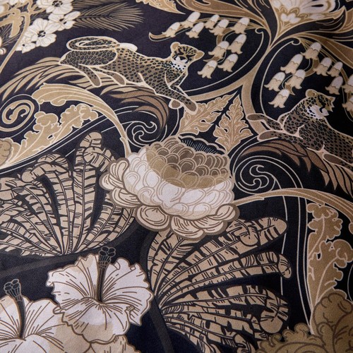 LLB Suburban Jungle Cats Duvet Quilt Cover Designer Bedding Set Black Gold King - Picture 9 of 9