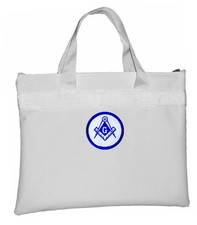 White Masonic Tote Bag for Freemasons - Blue and White Round Classic Logo