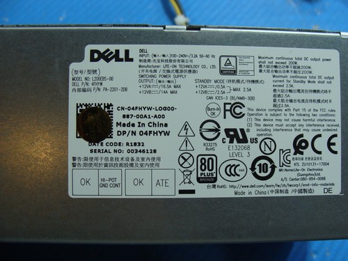 Dell OptiPlex 3060 SFF Genuine Desktop 200W Power Supply L200EBS-00 4FHYW - Zdjęcie 3 z 3