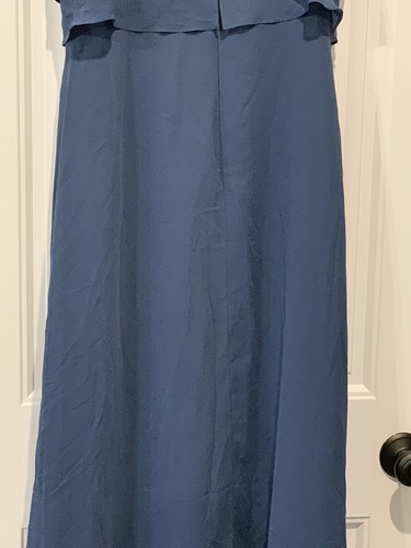 Vestido de Dama de Honor Jenny Yoo Talla 12 Niveles Gasa Cuello Corazón Azul Maxi Usado en Excelente Condición - Imagen 8 de 21