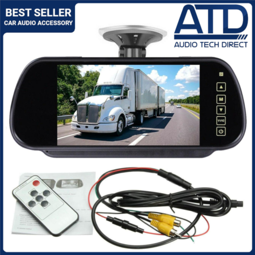 7" Rear View Mirror Monitor Suction Cup Front & Reverse Camera TFT LCD PAL NTSC - Picture 1 of 16