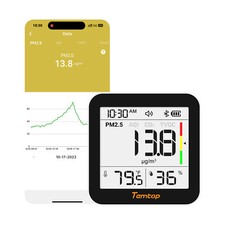 Temtop Indoor Air Quality Monitor 6-in-1 CO2,PM2.5,VOC Detection,temp,Hum, M10+