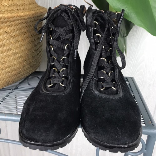 New Women’s Crown & Ivy Black June Leopard Ankle Boots Leather Suede Size 7 M - Picture 2 of 9