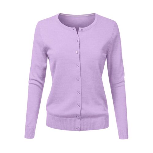 Damen Langarm Strickjacke Pullover Freizeit Einfarbig Knopfleiste Achselzucken Pullover - Bild 3 von 72