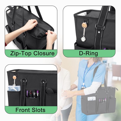 Sac fourre-tout pour infirmière avec pochette rembourrée pour ordinateur port... - Afbeelding 3 van 7