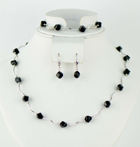Juego de 3 piezas de collar pulsera y pendientes de joyería de cristal de plata esterlina - Imagen 43 de 62