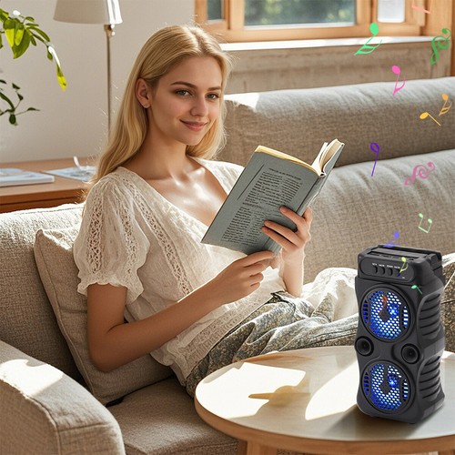 Rechargeable Dual 3" Portable LED Party Bluetooth Speaker AUX/FM/USB/TF/ Mic in - Picture 7 of 14