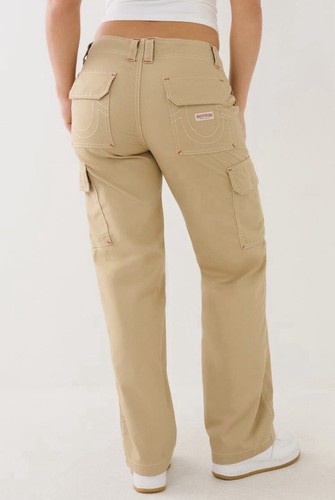 True Religion Women's Big T Military Cargo Pants Travertine Khaki 28 MSRP $139 - Picture 3 of 4