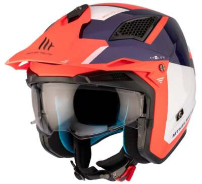MT DISTRICT SV S ANALOG D5 GLÄNZEND BLAU/WEISS/ORANGE MOTORRAD/JET HELM S