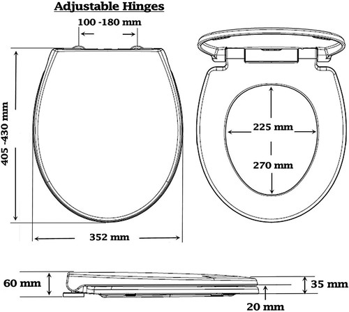 Soft Close Toilet Seat White Bathroom Oval Heavy Duty Universal Hinges Anti Slam - Picture 2 of 9
