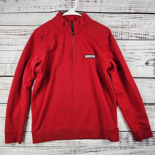 Vineyard Vines Shep Shirt Youth XL (18) Red 1/4 Zip Cotton Pullover Sweatshirt