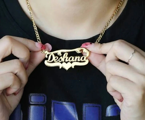 Gold Name Plate Necklace, Personalized Necklace, 14k Gold Plated, 2 to 3 Weeks - Picture 3 of 10
