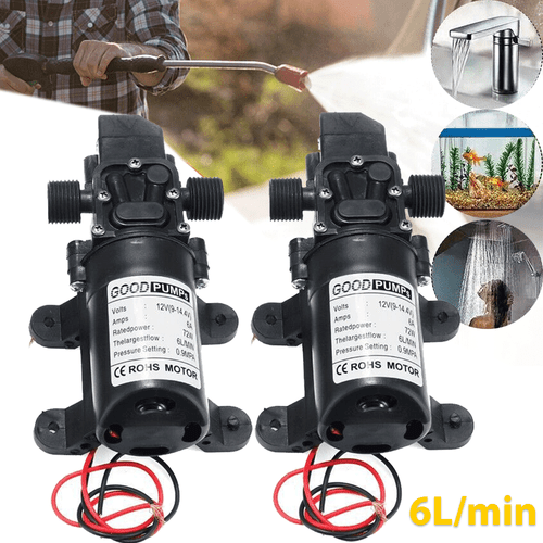 Bomba de agua de alta presión 2x12V 130PSI pulverizador autocebante diafragma interruptor automático - Imagen 15 de 16