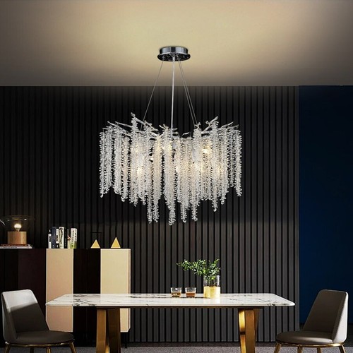 Luxury Round Raindrop Crystal Pendant Light Fixture,for Dining Room,Kitchen - Picture 6 of 9