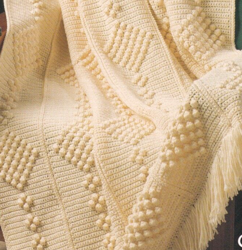 Aran Afghan Crochet Pattern DIAMOND CHAINS Instructions Needlecraft Shop - Picture 2 of 2