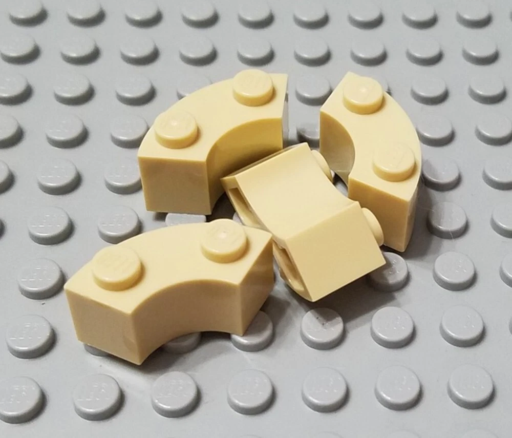 LEGO Lot of 4 Tan 2x2 Curved Macaroni Brick Pieces