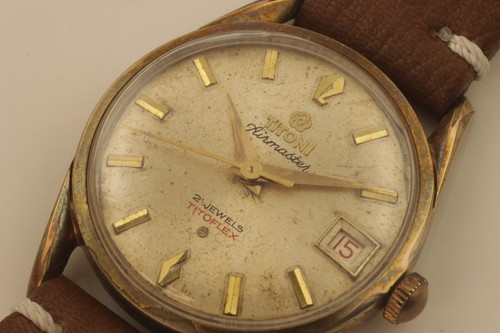 USED TITONI AIRMASTER WINDING MENS WORKING WRISTWATCH DATE SERVICED RECENTLY NO5 - Picture 3 of 8