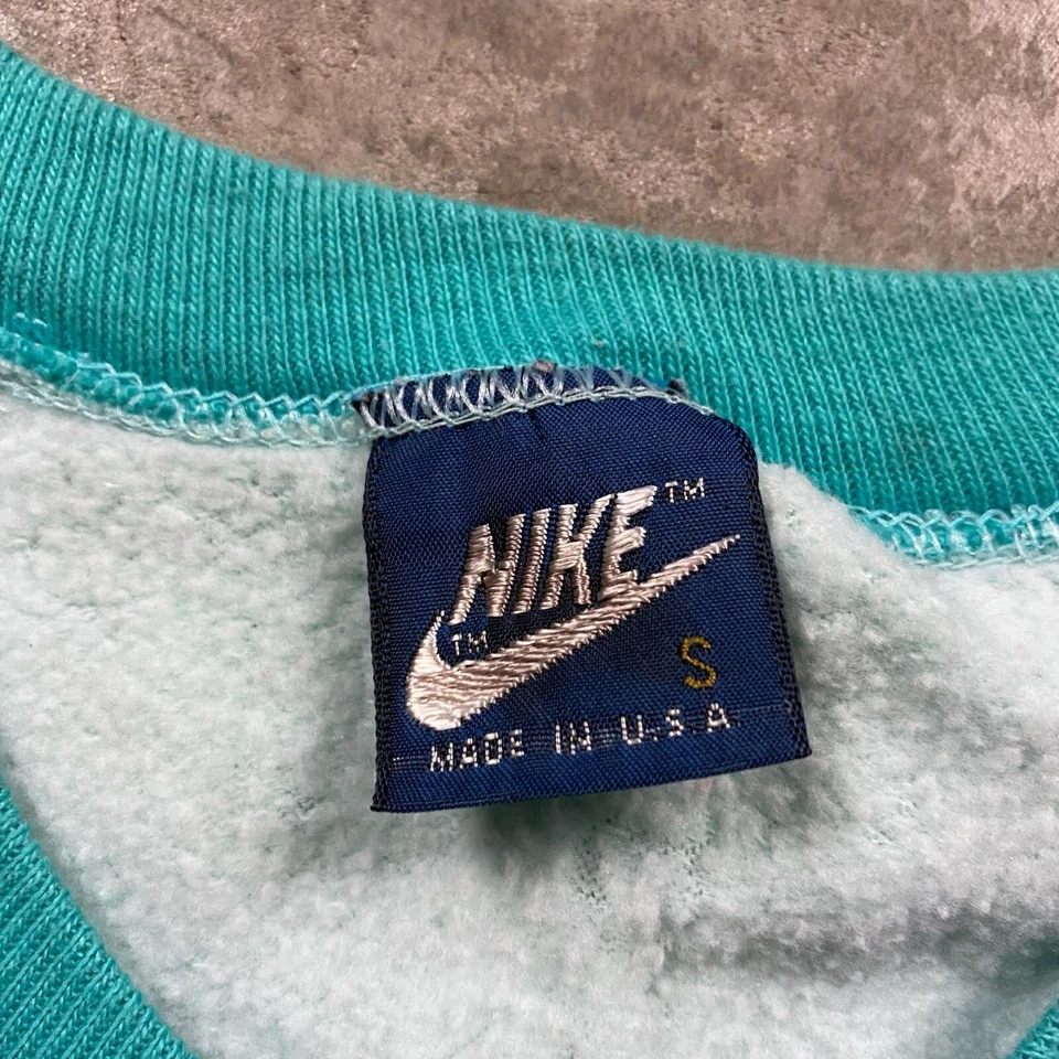 Sudadera Nike Vintage Años 70 Etiqueta Azul Para Mujer’s S Espuma de Mar Verde Correr Foto 3 de 4