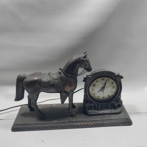 Time For Luck Bronze Horse Figural Electric Clock - Working damaged - Picture 1 of 8