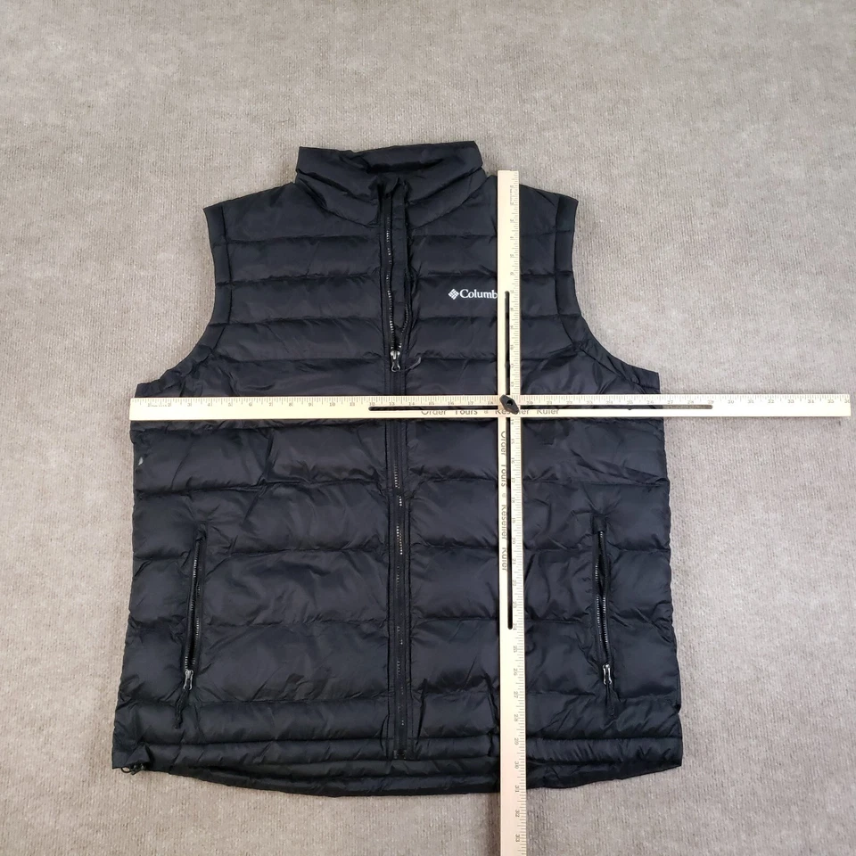 Columbia Chaleco Para Hombres XL Negro Acolchado Puffer Polvo Lite Omni-Heat Esquí *LEER* Foto 2 de 4