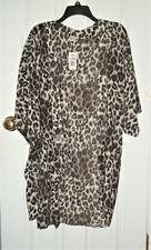 NEW animal print kimono brown beige lightweight KOHLS NWT