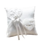  1pc Wedding Ring Pillow Romantic Stylish White Square Flower Decor Heart Shaped