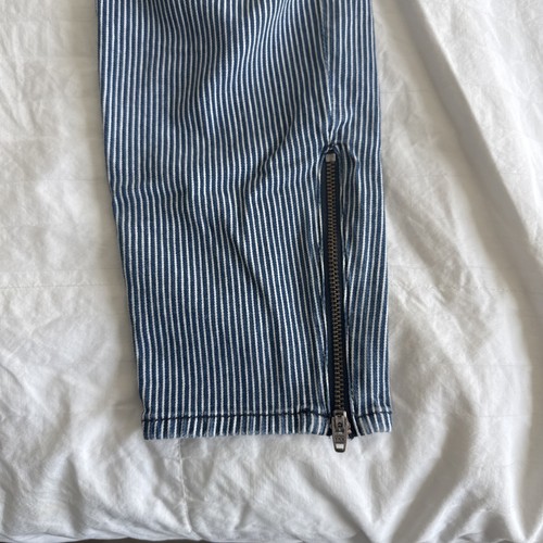 MOTHER Jeans Womens 29 The Looker Skinny Pinstripe White/Light Blue Ankle Zip - Picture 4 of 16