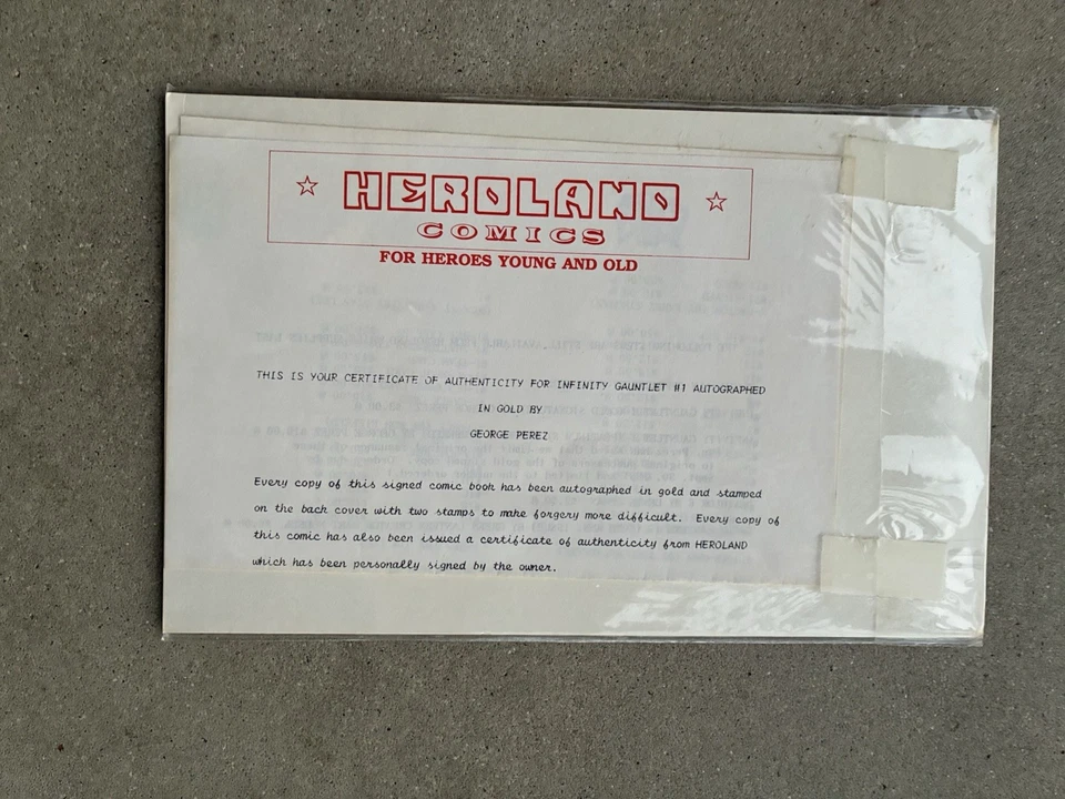 Infinity Gauntlet #1 • Firmado por George Pérez con certificado de autenticidad • Marvel Comics 1991 Foto 3 de 4