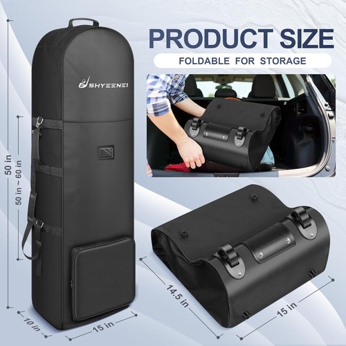 Hard Case Golf Club Travel Bag with Wheels Luggage Lock Cover Airline Waterproof - Picture 2 of 7